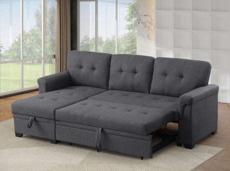 Ball & Cast L-Shape Reversible Sectional Sleeper Sofa Bed 4 in 1 Pull Out Couch with Storage Chaise & Removable Back Cushions,Convertible Sleeper Corner Couch Pull Out Sofa Bed for Living Room,Office Ball & Cast