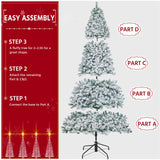 Yaheetech 9ft Premium Snow Flocked Hinged Artificial Christmas Fake Spruce Full Tree for Home Office Party Decoration with 2108 Branch/PVC Tips/Foldable Stand Yaheetech