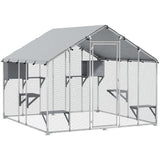 PawHut Catio Outdoor Cat Enclosure, 94.5" Extra Large Walk-in Cat House with Waterproof Cover, 2 Resting Boxes, 7 Jumping Platforms, Chicken Run Coop, Rabbit Hutch, Feral Cat Shelter for Multiple Cats PawHut