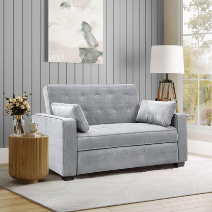 Lifestyle Solutions Ainsley Full Size Convertible Loveseat, Light Grey