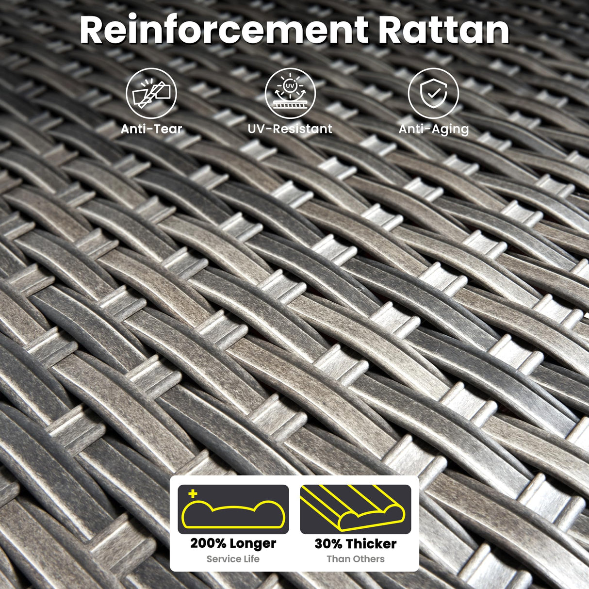 ovios 9 Pieces Patio Furniture Set, Outdoor Wicker Sofa Couch with Rocking Swivel Chairs Fire Pit Table, Modern Deep Seat Rattan Conversation Sets for Porch Deck, Dark Grey ovios