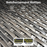 ovios 9 Pieces Patio Furniture Set, Outdoor Wicker Sofa Couch with Rocking Swivel Chairs Fire Pit Table, Modern Deep Seat Rattan Conversation Sets for Porch Deck, Dark Grey ovios