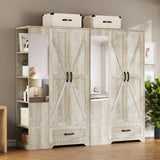 LIKIMIO Armoire Wardrobe Closet 70 Inches, Large Storage with Mirror, 2 Doors, Drawer, and Shelves, Modern Bedroom Freestanding Wooden Wardrobe Combination with Hanging Rail, Rustic Maple LIKIMIO