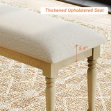 WAMPAT 6 Piece Dining Table Set, Wooden Rectangular Table for 6-8, 4 Dining Chairs with Cross-Back, Upholstered Bench with Rubber Wood Legs, Kitchen Table with Chairs for Dining Room, Oak WAMPAT