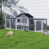 82.5” Large Wooden Rabbit Hutch Outdoor Easy to Assemble Rabbit Cage and Durable Bunny Hutch Indoor with Cleaning Tray & Waterproof Roof for Small and Medium Bunny Rabbit Chick (Grey) Nyeekoy