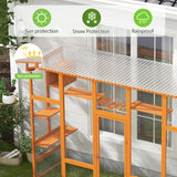 COZIWOW Catio Outdoor Cat Enclosure Window Catios for Indoor Cats Outside Patio Wooden Cattery with Large Door, Walks, Waterproof Roof, Resting Box, 104" L Extra Wide, Orange COZIWOW