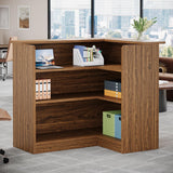 Tribesigns Reception Desk with Counter, 47-Inch Rustic Front Desk with Storage Shelves, Wooden Large Checkout Retail Counter Table for Reception, Store Shop, Office, Lobby, Retail, Beauty Salon, Brown Tribesigns