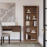 SIMPLIHOME Amherst SOLID WOOD 30 Inch Wide Transitional 5 Shelf Bookcase in Rustic Natural Aged Brown, for The Living Room, Study Room and Office SIMPLIHOME