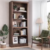 Fllution 72 in Tall Bookcase, 31.3 in Wide Floor Standing Bookshelf, Open Storage 5-Shelf Bookshelves, Dark Cherry Large Indoor Furniture for Home Office School Library Living Room Bedroom Fllution