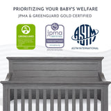 Evolur Waverly 5-in-1 Full Panel Convertible Crib in Rustic Grey, Greenguard Gold Certified , 58.75x31.25x46.5 Inch (Pack of 1) Evolur