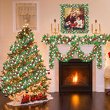 50 FT Christmas Decorations Tinsel Garland with Snowflake Christmas Tree, Red Green Silver Shiny Metallic Twist Christmas Garland for Home Tree Mantle Stairs Indoor Outdoor Holiday Xmas Party Decor Lairyan