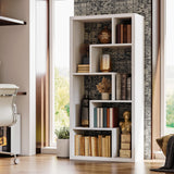 IRONCK Geometric Bookcase 6-Shelf Industrial Bookshelf White Etagere Bookcase Tall Storage Display Bookshelf with Thicken Shelf for Living Room Home Office IRONCK