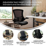 Flash Furniture Kelista Mid-Back Swivel Office Chair with Adjustable Seat Height, Ergonomic Mesh Desk Chair with Flip-Up Armrests, Black Flash Furniture