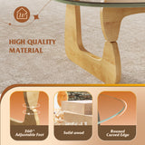 WLIVE Coffee Table, Small Glass Coffee Table with Solid Wood Legs, 32.7" Mid Century Triangle Living Room Tables, Modern Center Table for Small Spaces Living Room, Reception, Office, Natural WLIVE