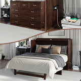 AFI, Northfield Murphy Bed Chest Queen with 6" Mattress, Storage Drawer & Built-in USB Charger, Burnt Amber AFI