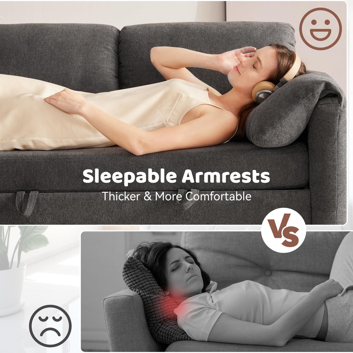 Tbfit 83'' Pull Out Sofa, 3 in 1 Sleeper Sofa Couch with USB & Storage Chaise, Comfy Sofa Bed with Pull Out Bed, Convertible Sleeper Sofas for Living Room, Small Spaces, Dark Gray Tbfit