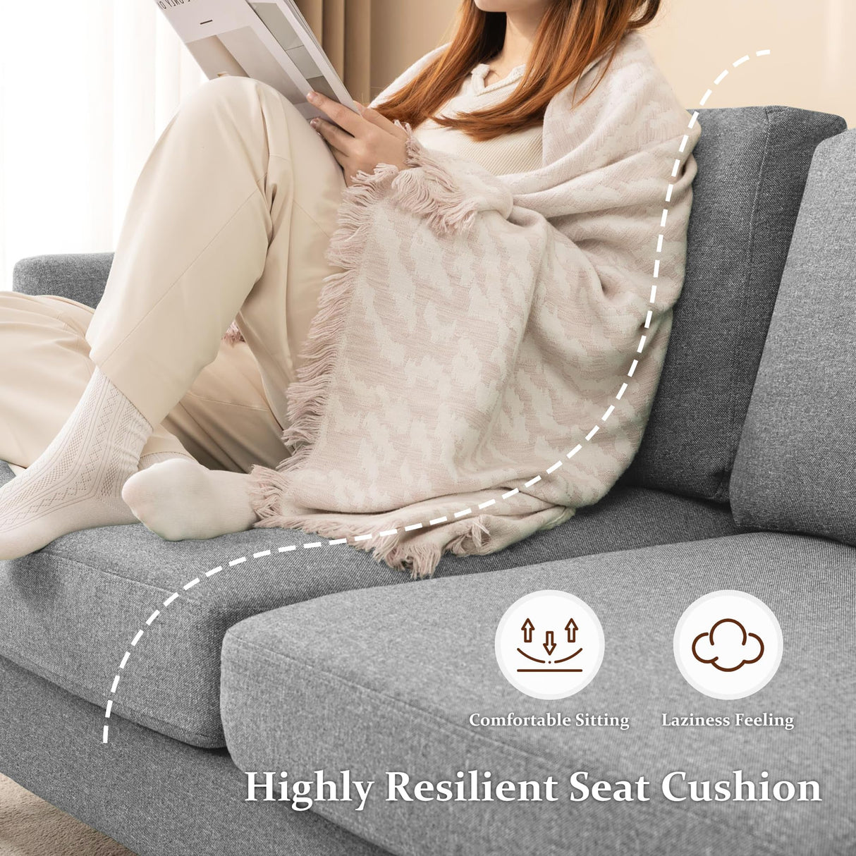 Busaurus Loveseat Sofa 56" Mid Century Modern Small Couches for Small Spaces Love Seat with 2-Seat Upholstered Cushion Sofa Couches for Bedroom Small Couch for Living Room Apartment (Grey) Busaurus