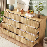 NDOHCUO Fluted 8 Drawer Dresser for Bedroom,47.2''W Modern Dresser for Closet with Metal Handle, Wooden Chest of Drawers for Bedroom, Living Room, Hallway, Natural NDOHCUO