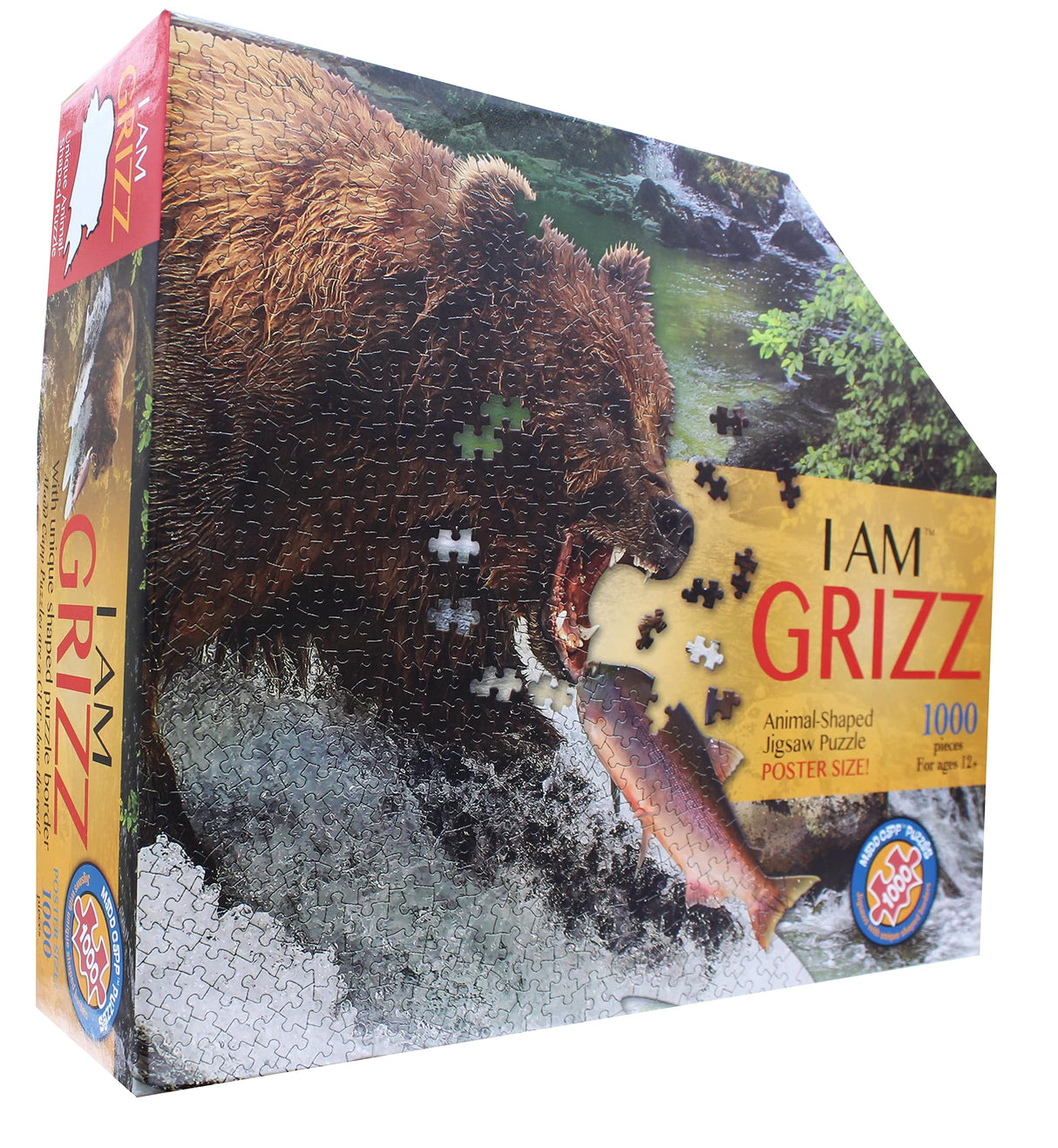 Madd Capp Puzzles - I AM Grizz - 1000 Pieces - Animal Shaped Jigsaw Puzzle, Multi Madd Capp