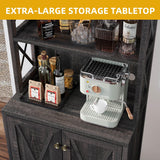 DWVO 67" Tall Wine Bar Cabinet for Liquor and Glasses, Farmhouse Kitchen Cabinet Coffee Bar with Adjustable Shelves, Open Storage Shelves, Buffet Kitchen Cabinet for Dinning Room, Kitchen, Rustic Oak DWVO