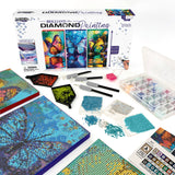 ArtSkills Diamond Painting Kit, Diamond Art Ready to Hang Framed Canvas with Storage and Accessory Kit, Enchanted Butterflies, 3 Stretched Canvas Panels, 14” x 7” Each ArtSkills