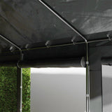 Outsunny Carport 10' x 20' Portable Garage, Height Adjustable Heavy Duty Car Port Canopy with 4 Ventilated Windows & 4 Roll-up Doors for Garden Tools, Car, Truck, Boat, Dark Gray Outsunny