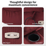 MCombo Dual Motor Power Lift Recliner Chair with Massage and Heat for Elderly People, Infinite Position, USB Ports, Cup Holders, Fabric 7679 (Medium, Burgundy) MCombo