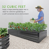 DIIYIV 2PCS 8x4x1FT Galvanized Raised Garden Bed Kit,Vegetable Boxes-Rectangle Metal Flower Box,Large Planter Raised Beds Outdoor Garden for Planting,Fruit,Herb-Black DIIYIV
