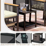 Yaheetech 5-Piece Outdoor Conversation Set, Wicker Rattan Patio Furniture Set w/Rattan Armchairs, 2-Layer Side Table, Ottomans, Acacia Wood Armrests & Metal Frame for Backyard, Porch, Balcony Yaheetech