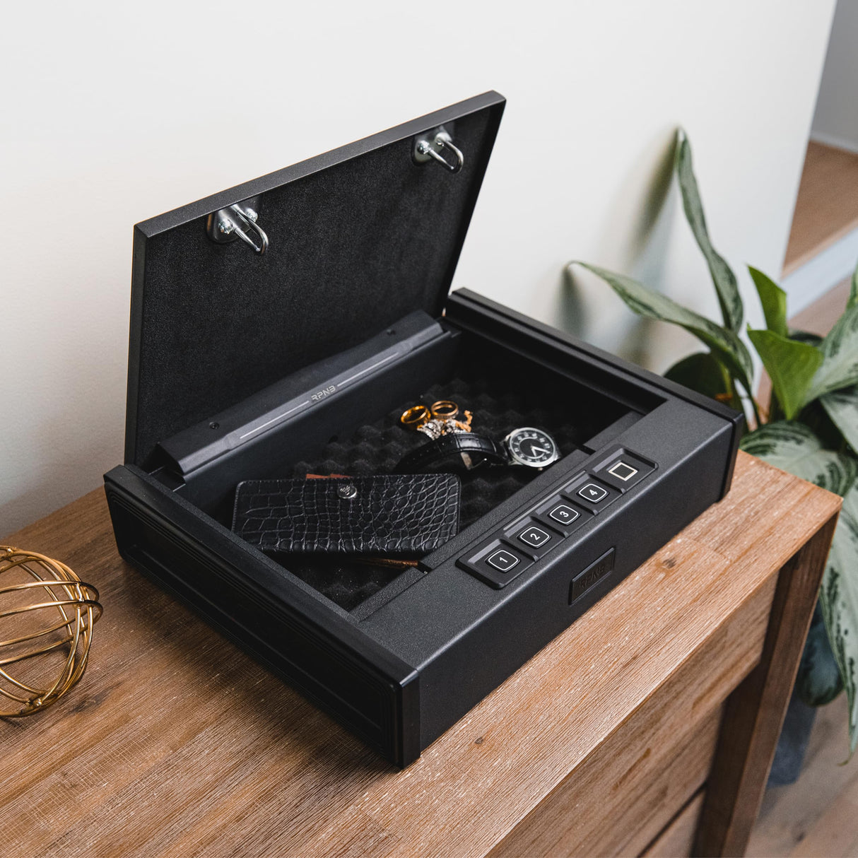 RPNB Gun Safe, Biometric Gun Safe for Pistols, Quick-Access Pistol Safe with Fingerprint & Digital Key Pad for 2 Guns and More RPNB