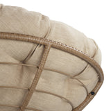 OSP Home Furnishings Wicker Papasan Chair with 360-Degree Swivel, Natural Frame with Cream Cushion OSP Home Furnishings