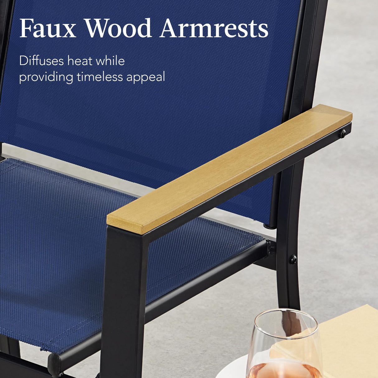 Best Choice Products 4-Piece Outdoor Textilene Patio Conversation Set, Backyard Furniture w/Loveseat, Coffee Table, Steel Frame - Black/Navy Best Choice Products