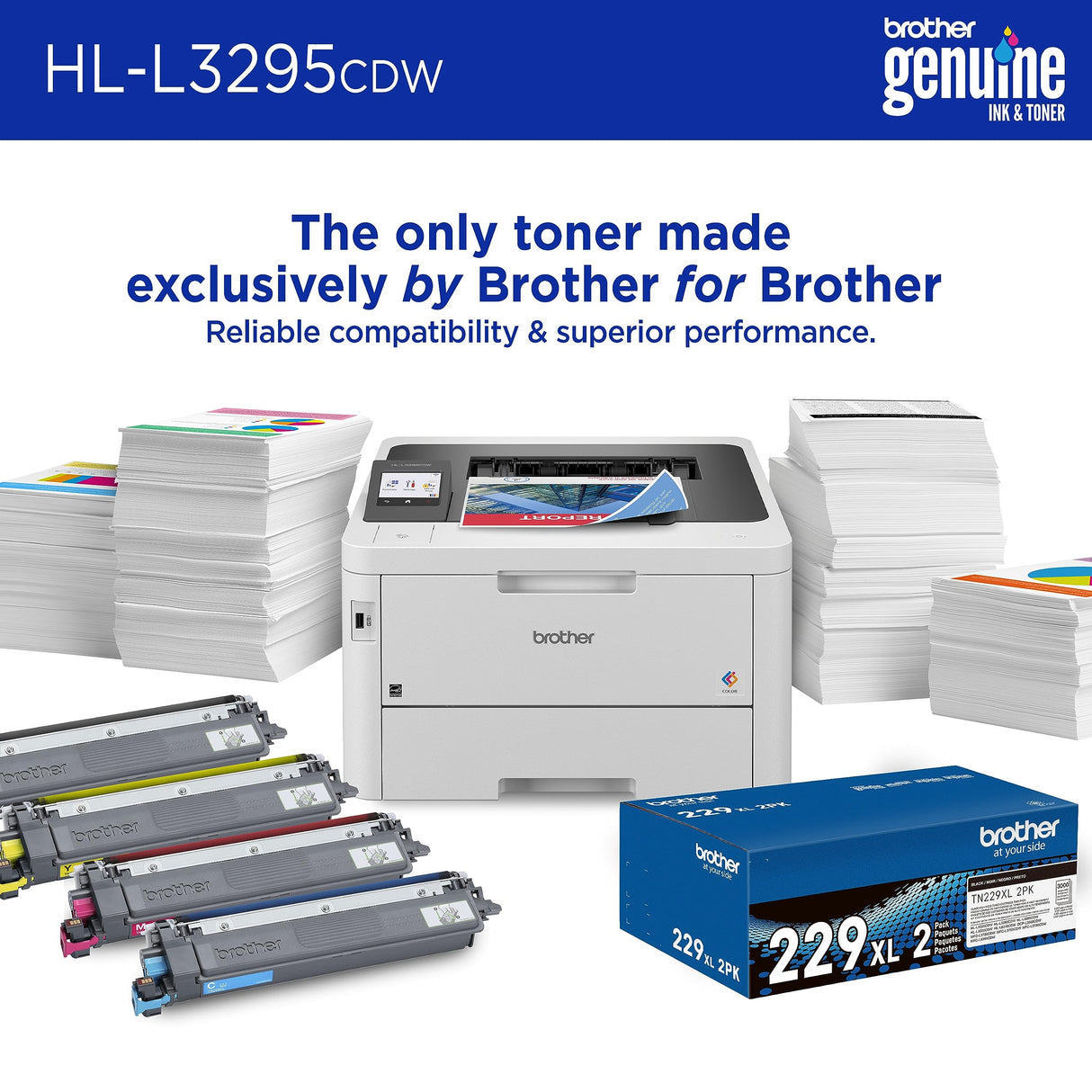 Brother HL-L3295CDW Wireless Compact Digital Color Printer with Laser Quality Output,Duplex,NFC,Mobile & Ethernet Includes 4 Month Refresh Subscription Trial,Amazon Dash Replenishment Ready,HLL3295CDW Brother