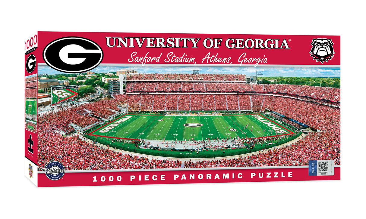 MasterPieces - 1000 Piece Jigsaw Puzzle, NCAA Georgia Bulldogs, Panoramic Football Stadium View, Fun for Adults and Family, 13" x39 Masterpieces