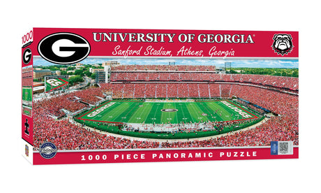 MasterPieces - 1000 Piece Jigsaw Puzzle, NCAA Georgia Bulldogs, Panoramic Football Stadium View, Fun for Adults and Family, 13" x39 Masterpieces