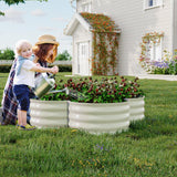 2 Pack Galvanized Raised Garden Bed – 4x4x1ft Raised Beds-Coated Metal Planter Box with Floral Edge, Easy Assembly Rust-Resistant Outdoor/Indoor Garden Box for Vegetables, Flowers, Herbs, White GarveeHome