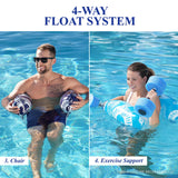 Waterlife 4-in-1 Pool Hammock 2-Pack, Inflatable Pool Chair Float, Water Hammock (Saddle, Lounge Chair, Hammock, Drifter), Navy & Light Blue Aqua LEISURE