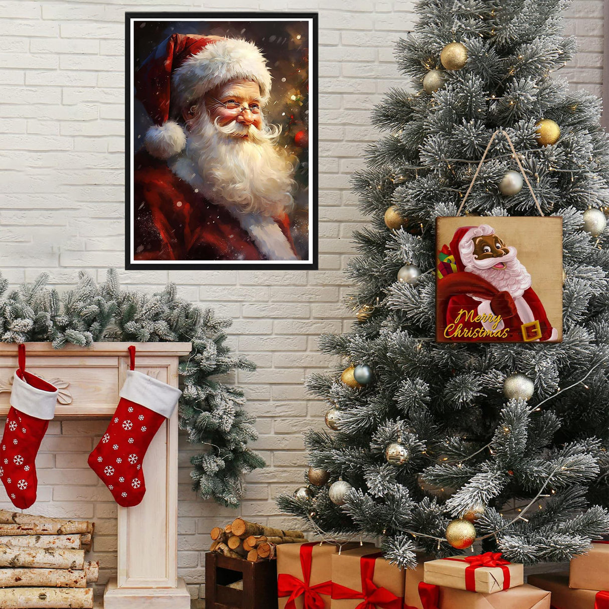SKRYUIE Christmas Paint by Numbers Kit for Adults, Acrylic Oil Painting by Numbers Kits Santa Claus for Beginner with Paintbrushes Brushes Paintwork Art Crafts Canvas for Home Decor 16x20 inch SKRYUIE