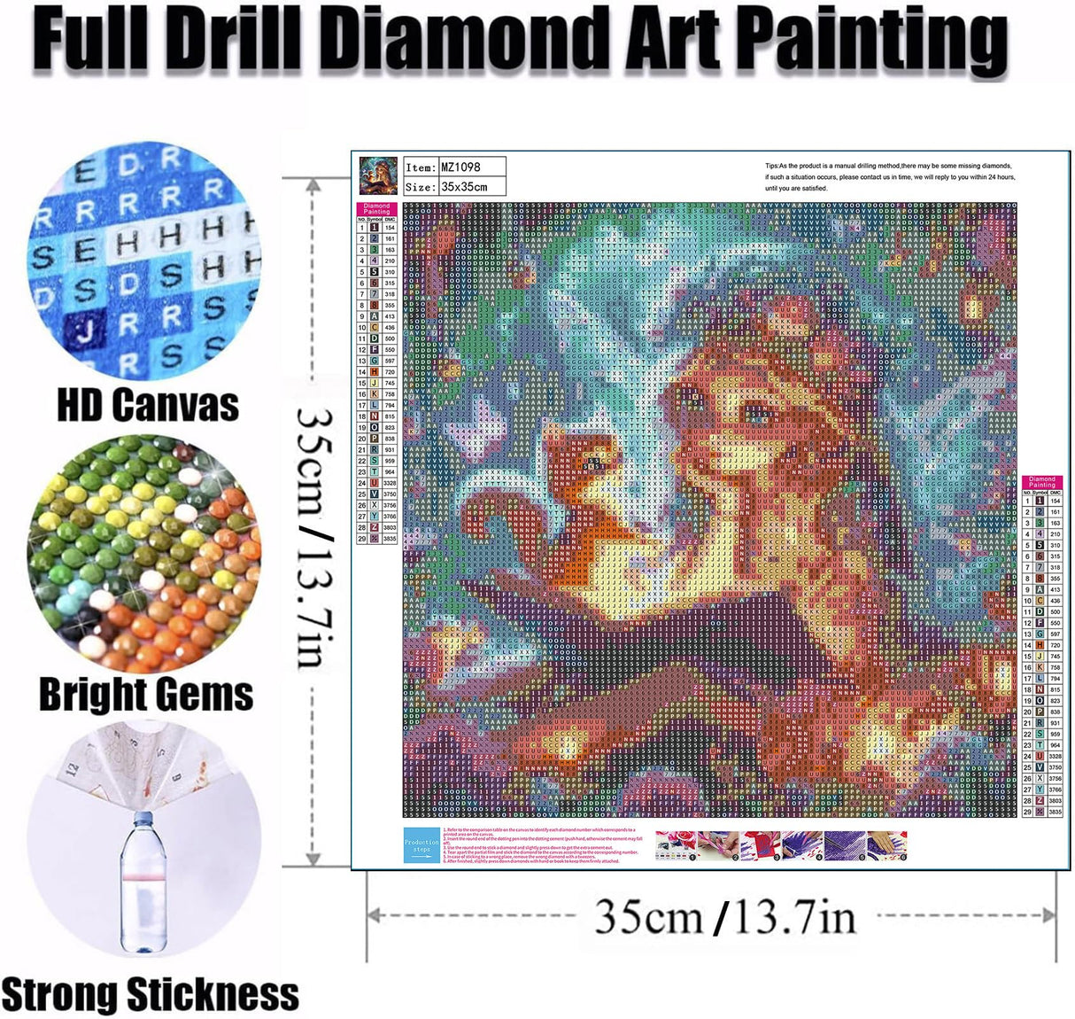 Ekuxom Fairy Diamond Art Kits for Adults-5D Diamond Painting Kits for Adults-DIY Crystal Rhinestones Diamond Painting for Wall Home Decor 14x14inch Ekuxom