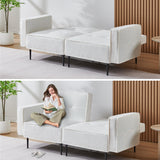 Furnify Small Loveseat for Living Room, 67" Sleeper Sofa Couch, Modern Futon with Adjustable Backrest, Comfy Two Seater Sofa for Bedroom Apartment Office, Teddy Fleece Fabric - White Furnify