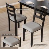 JUMMICO Solid Wood 6 Piece Dining Table Set, Modern 58"/W Kitchen Table Set for 6 with 4 Upholstered Chairs & 1 Bench, Kitchen & Dining Room Sets for Kitchen, Restaurant (Black & Grey) JUMMICO