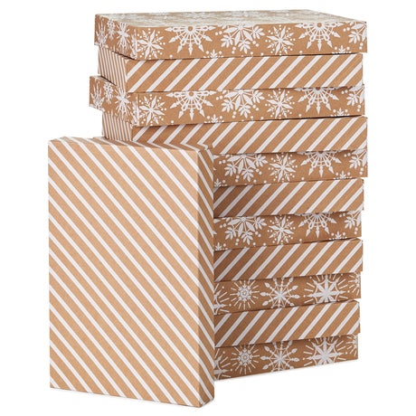Hallmark Medium Christmas Gift Boxes with Lids (12 Shirt Boxes, 3 Designs: Navy Snowflakes, Gold Trees, Peace on Earth) for Christmas, Hanukkah, Holiday Parties Hallmark