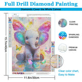Upigi Diamond Painting Kits for Adults,Animal Elephant DIY 5D Diamond Painting Kits for Beginners,Round Full Drill Gem Art Crafts Kit for Home Wall Decor 12 x 16 Inch Upigi