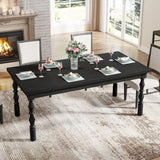 Tribesigns Wood Black Dining Table for 4-6 People, 62” Farmhouse Large Rectangle Kitchen Table, Modern Dinner Table Kitchen & Dining Room Furniture with Carved Turned Legs Tribesigns