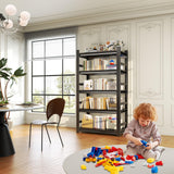 Book Shelf, 5 Tier Metal Wide Bookshelves, Adjustable Modern Book Shelves, Narrow Book Shelving for Small Spaces, Tall Decorative Bookshelf for Home Office/Living Room/Library (35.4"W*15.8"D*72"H) Notmise