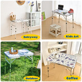 Yriuat Folding Camping Table 2ft Portable Pinic Table Adjustable Height Table Small Card Table Aluminum Foldable Lightweight with Carry Handle for Outdoor Indoor Hiking Camp BBQ Beach (Misty Lilac) Yriuat