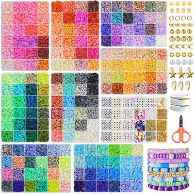 Redtwo 30000 Pcs Clay Beads Bracelet Making Kit, 9 Boxes 192 Colors Friendship Bracelet Kit Flat Polymer Heishi Beads for Jewelry Making, Crafts Gift for Girls Ages 6-12