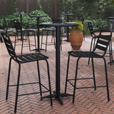 Flash Furniture Metal Bar Table - Aluminum Patio Table - Mellie 23.5"H Round Bar Height Table - Indoor/Outdoor - Black Flash Furniture