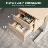 FEZIBO Electric Standing Desk 48 x 24 Inch with Monitor Shelf, 3 Drawers and Open Storage, Home Office Computer Workstation, Maple, 2 Packages FEZIBO