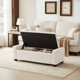 Huatean Home Ottoman with Storage, Storage Ottoman Bench with Safety Hinge, Upholstered Storage Bench with Seating for Bedroom, Living Room, Holds up to 330 lb, Beige Huatean Home